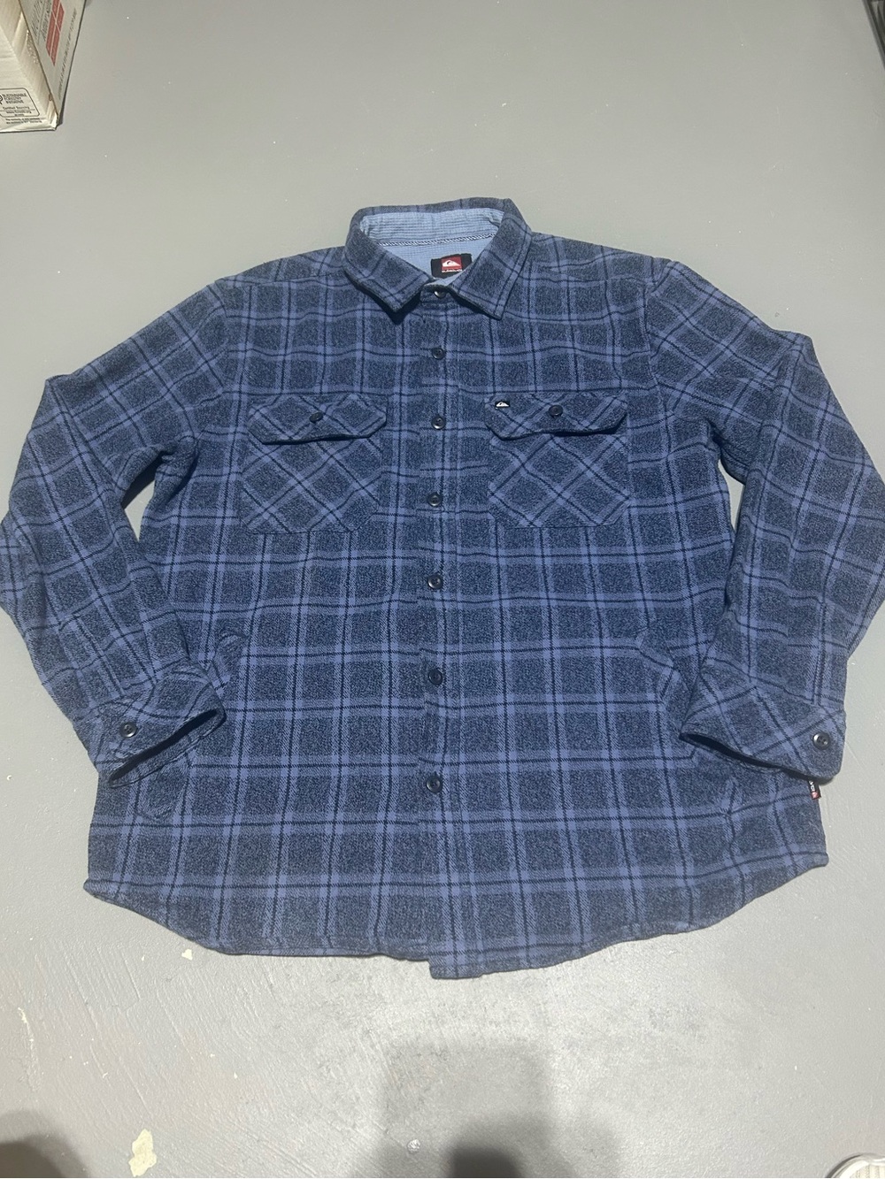 Quicksilver Blue Plaid Heavyweight Button Down Flannel Shirt Jacket (Men’s M)